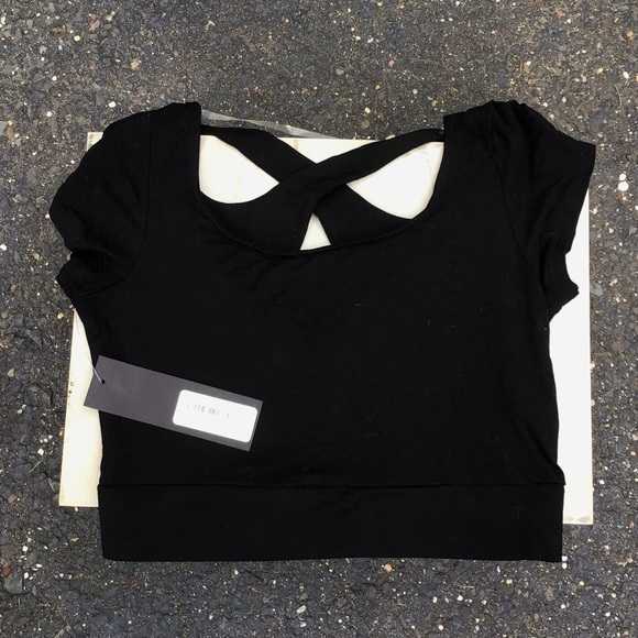 Crisscross black crop top designer brand new Large - Picture 3 of 4